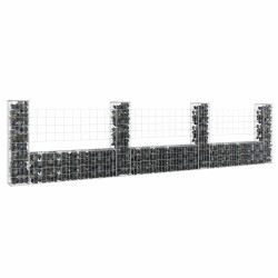 Cesto gabião em forma de u c/ 4 postes 380x20x100 cm ferro