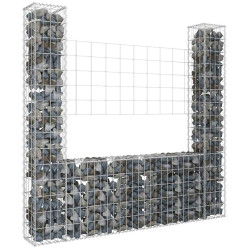 Cesto gabião em forma de u c/ 2 postes 140x20x150 cm ferro