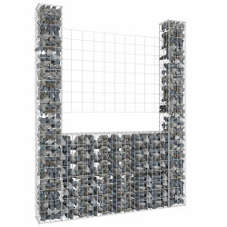 Cesto gabião em forma de u c/ 2 postes 140x20x200 cm ferro
