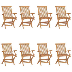 Cadeiras de jardim dobráveis 8 pcs madeira de teca maciça