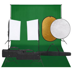 Kit estúdio fotográfico c/ conj. de iluminação/fundo/refletor