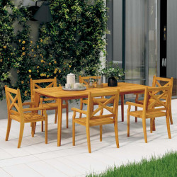 Cadeiras jantar p/ jardim 6 pcs madeira de acácia maciça