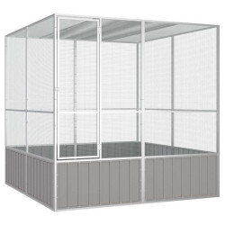 Gaiola p/ pássaros 213,5x217,5x211,5cm aço galvanizado cinzento
