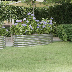 Canteiro elevado jardim 152x40x36cm aço galvanizado prateado
