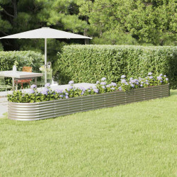 Canteiro elevado jardim 512x80x36cm aço galvanizado prateado