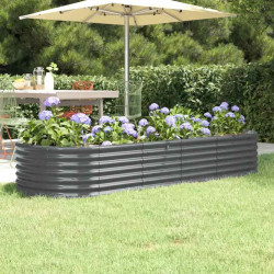 Canteiro elevado jardim 224x80x36 aço galvanizado antracite