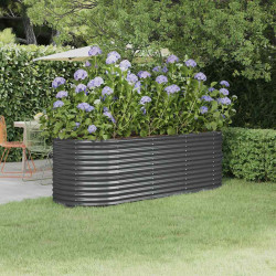 Canteiro elevado jardim 224x80x68 aço galvanizado antracite