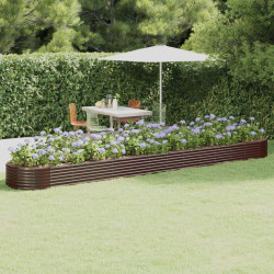 Canteiro elevado jardim 544x100x36 aço galvanizado castanho