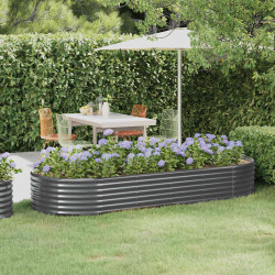 Canteiro elevado jardim 249x100x36 aço galvanizado antracite