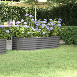 Canteiro elevado jardim 152x80x36cm aço galvanizado cinzento