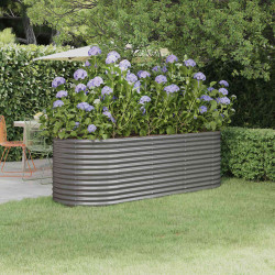 Canteiro elevado jardim 224x80x68cm aço galvanizado cinzento