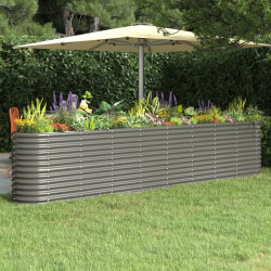 Canteiro elevado jardim 332x40x68cm aço galvanizado cinzento