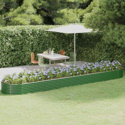 Canteiro elevado jardim 507x100x36 cm aço galvanizado verde