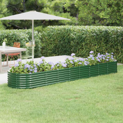 Canteiro elevado jardim 368x80x36 cm aço galvanizado verde