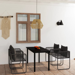 5 Pcs conjunto de jantar para jardim preto