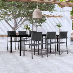 7 Pcs conjunto de jantar para jardim preto