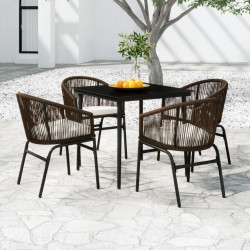 5 Pcs conjunto de jantar para jardim castanho