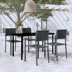 5 Pcs conjunto de jantar para jardim preto