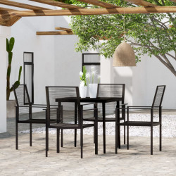 5 Pcs conjunto de jantar para jardim preto