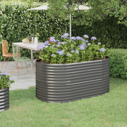 Canteiro elevado jardim 152x80x68cm aço galvanizado cinzento