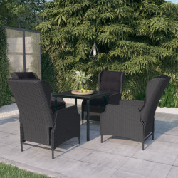 5 Pcs conjunto de jantar para jardim cinzento-escuro