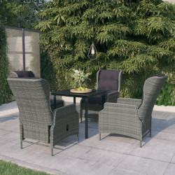 5 Pcs conjunto de jantar para jardim cinzento-claro