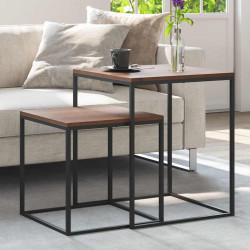 Conjunto de mesas de centro 2 pcs derivados de madeira e metal