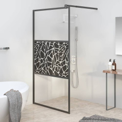 Divisória de chuveiro 115x195cm vidro esg design pedras preto