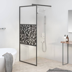 Divisória de chuveiro 90x195cm vidro esg design de pedras preto