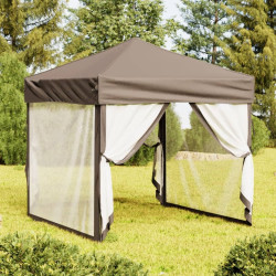 Tenda festas dobrável paredes laterais 2x2 m cinza-acastanhado