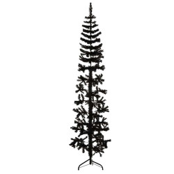 Meia árvore de natal fina com suporte 210 cm preto