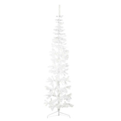 Meia árvore de natal fina com suporte 240 cm branco