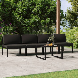 5 Pcs conjunto lounge jardim com almofadões alumínio antracite