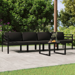 5 Pcs conjunto lounge jardim com almofadões alumínio antracite