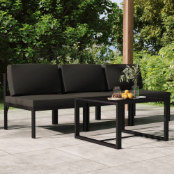 4 Pcs conjunto lounge jardim com almofadões alumínio antracite