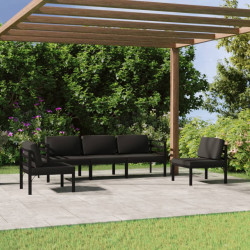 5 Pcs conjunto lounge jardim com almofadões alumínio antracite