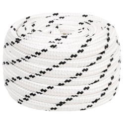 Corda entrançada para barco 16 mm 50 m poliéster branco