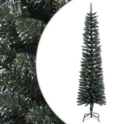 Árvore de natal artificial fina com suporte 210 cm PVC verde