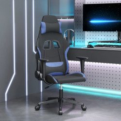 Cadeira gaming de massagens tecido preto e azul