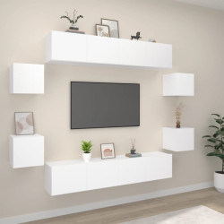 Conjunto móveis de TV 8 pcs madeira processada branco