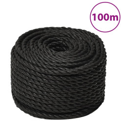 Corda de trabalho 16 mm 100 m poliéster preto