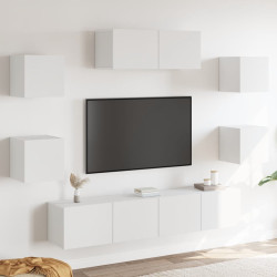 Conjunto móveis de TV 7 pcs madeira processada branco