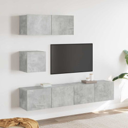 Conjunto móveis de TV 4 pcs madeira processada cinzento cimento