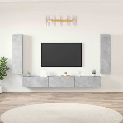 Conjunto móveis de TV 7 pcs madeira processada cinzento cimento