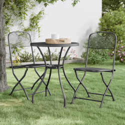 3 Pcs conj. de jantar p/ jardim malha metal expandido antracite