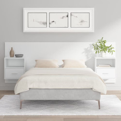 Cabeceira cama + armários madeira processada branco