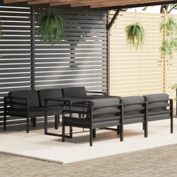 7 Pcs conjunto lounge jardim com almofadões alumínio antracite