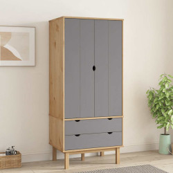 Roupeiro otta 76,5x53x172 cm pinho maciço castanho/cinza