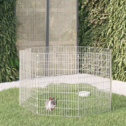Recinto exterior p/ animais 8 painéis 54x80cm ferro galvanizado