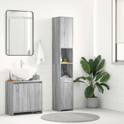 Armário wc 30x30x183,5 cm derivados de madeira cinzento sonoma